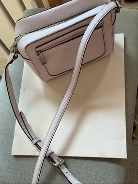 White camera crossbody purse